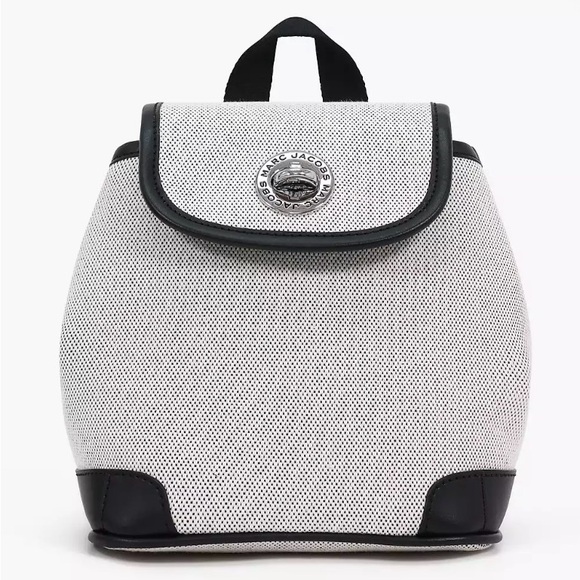 New Marc Jacobs Convertible Canvas Backpack Bag Beige /Black - Picture 1 of 7